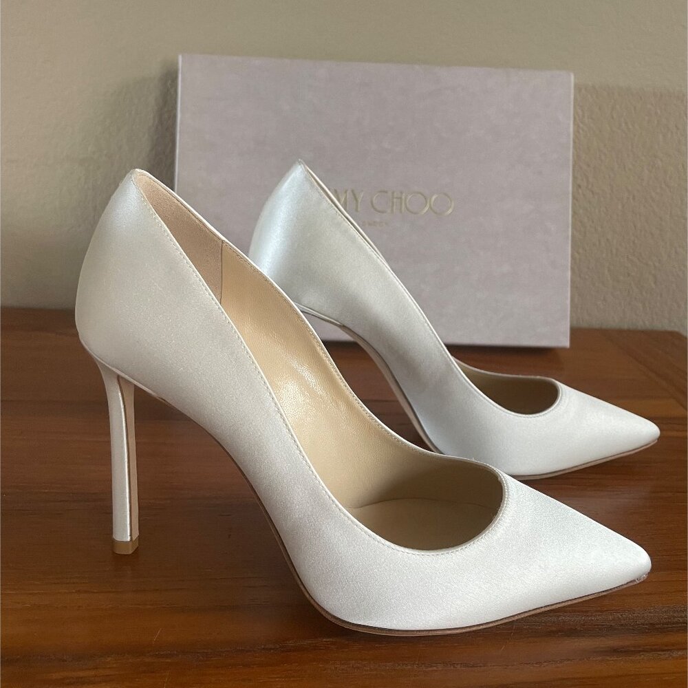 JIMMY CHOO ROMY 100 SATIN IVORY - Picture 8 of 16
